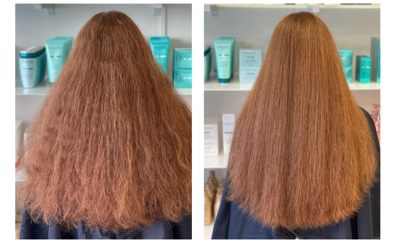 keratinbehandling före efter